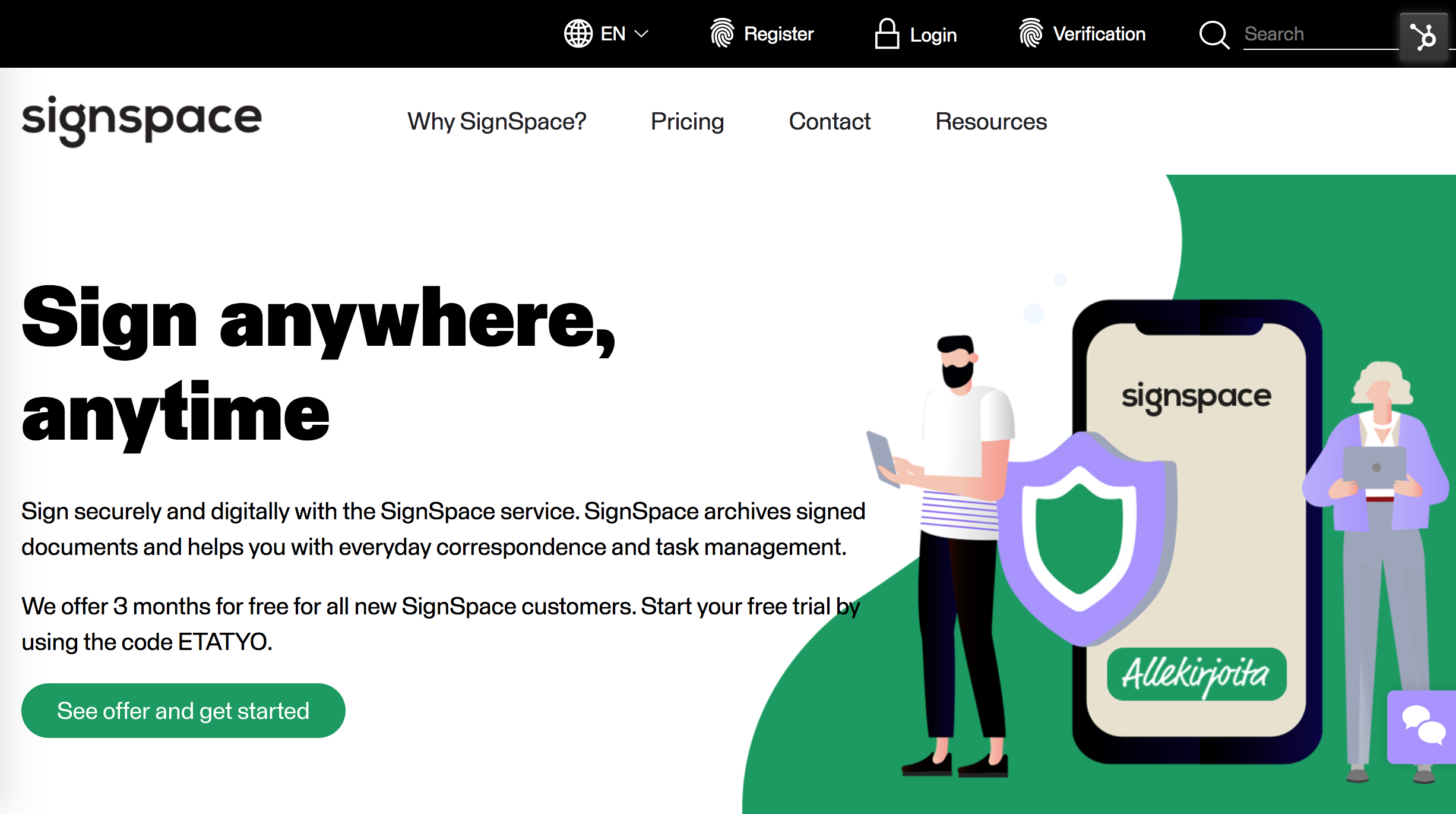 SignSpace website homepage